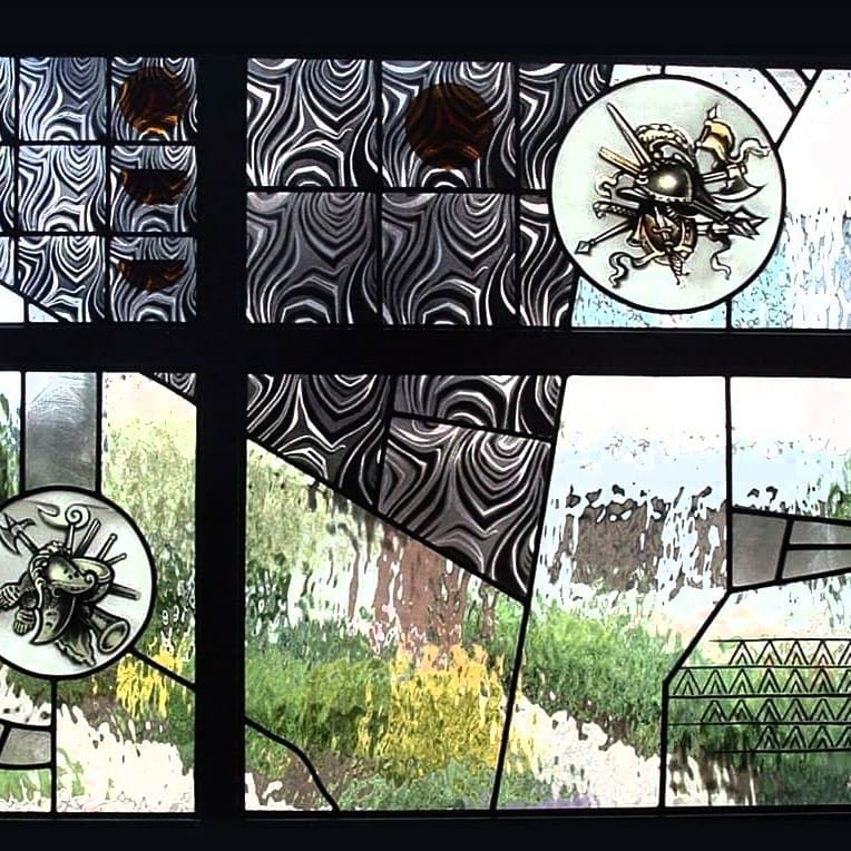 Detail of the Stained Glass Window for Military Building in Kaunas, Lithuania 2004. Design_ Evelina Mayner. Production_ Zenonas Vaicekonis