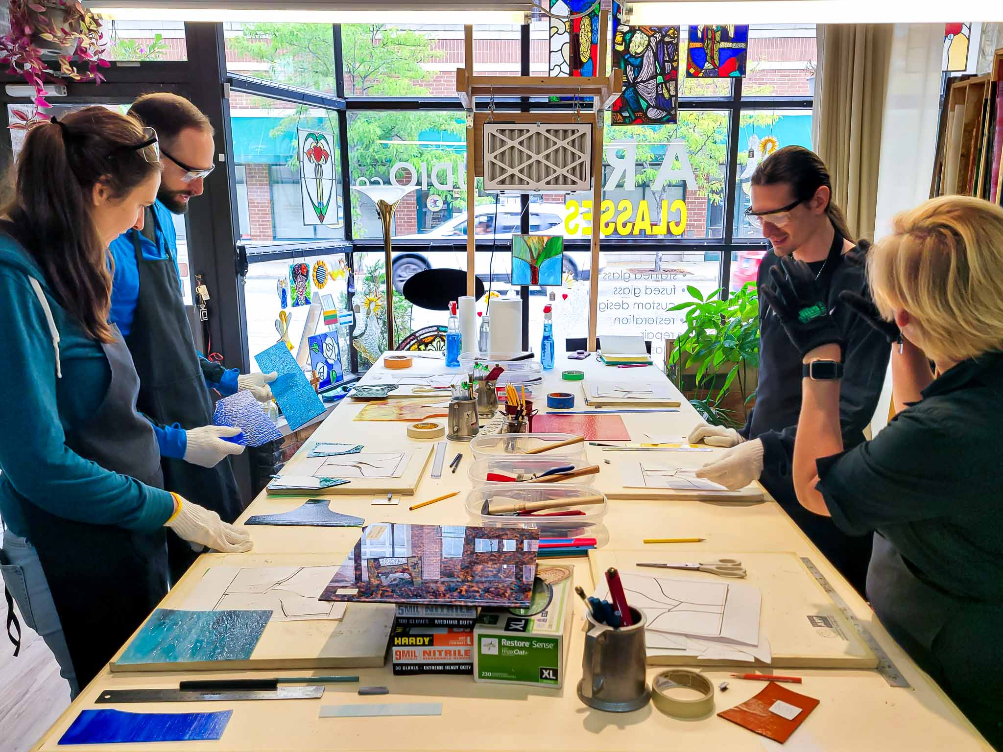 group celebrating at a private stained glass party in Chicago