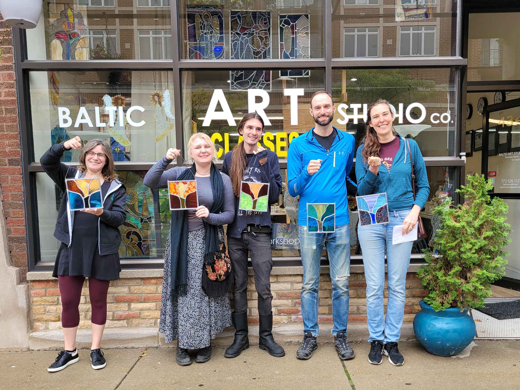 group celebrating at a private stained glass party in Chicago