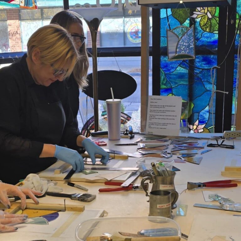 Mika Bronxs teaching Stained glass Class