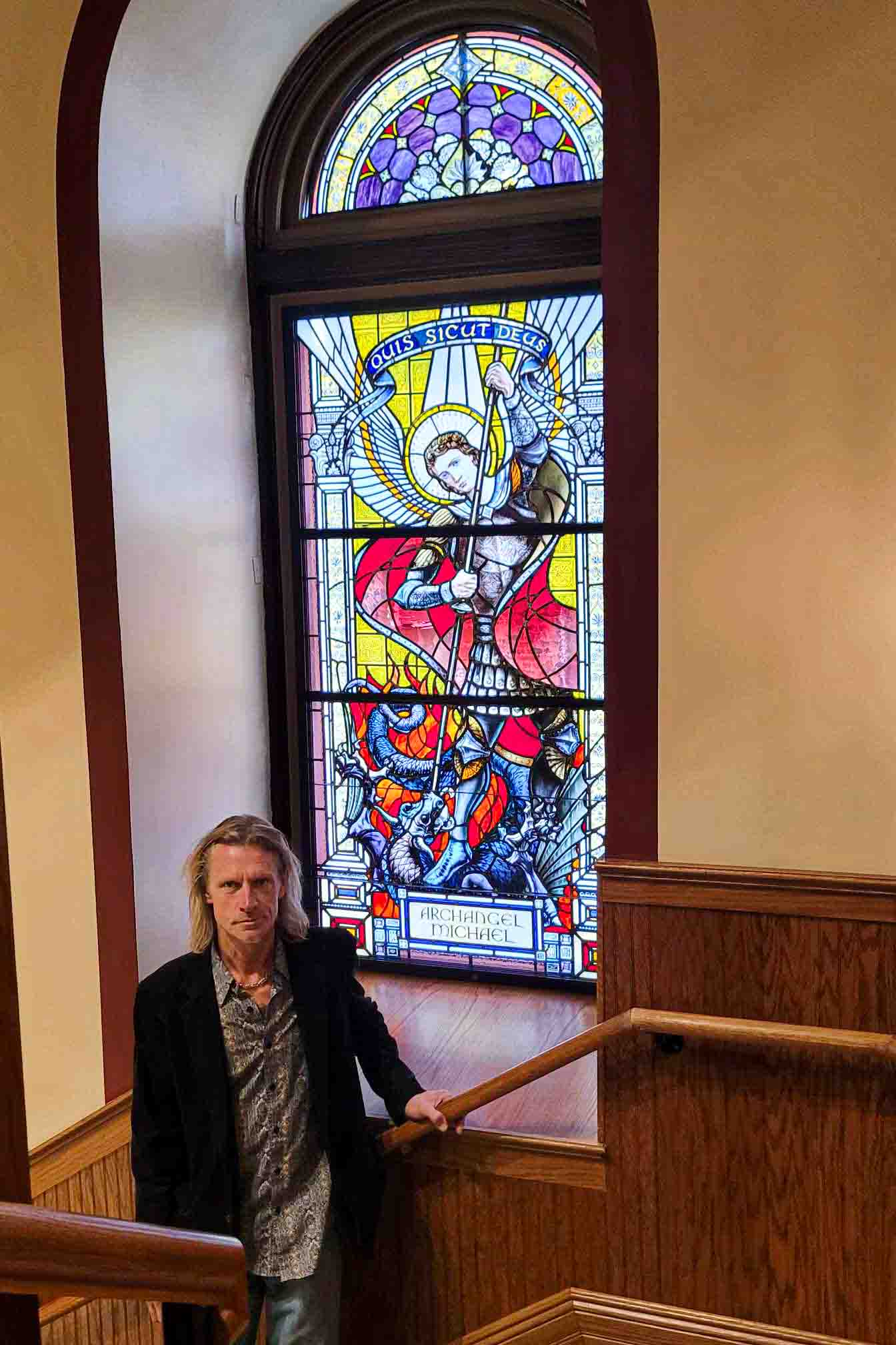 St. Michael Archangel stained glass window commissioned for St. John Cantius Church in Chicago
